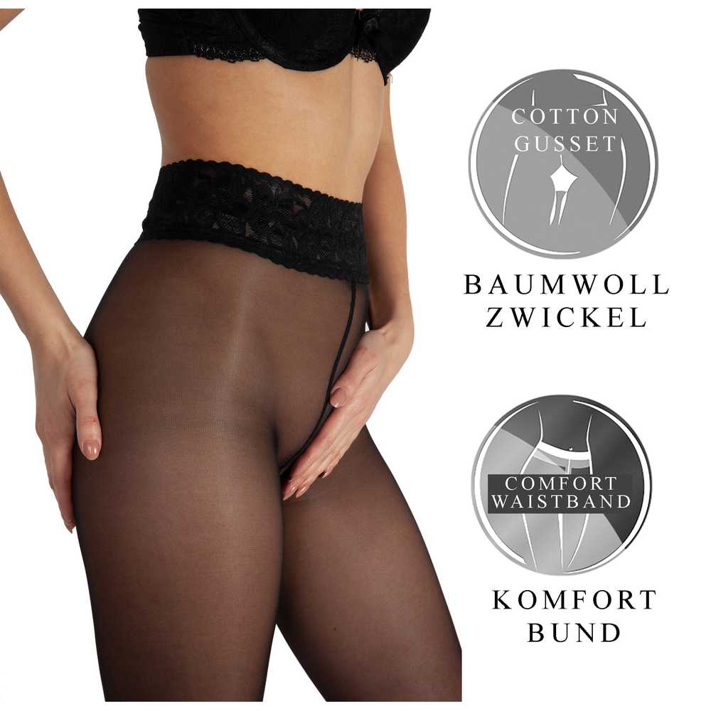 04 Bananalu Impresso 40, Feinstrumpfhose mit Spitzenbund, Hüftstrumpfhose