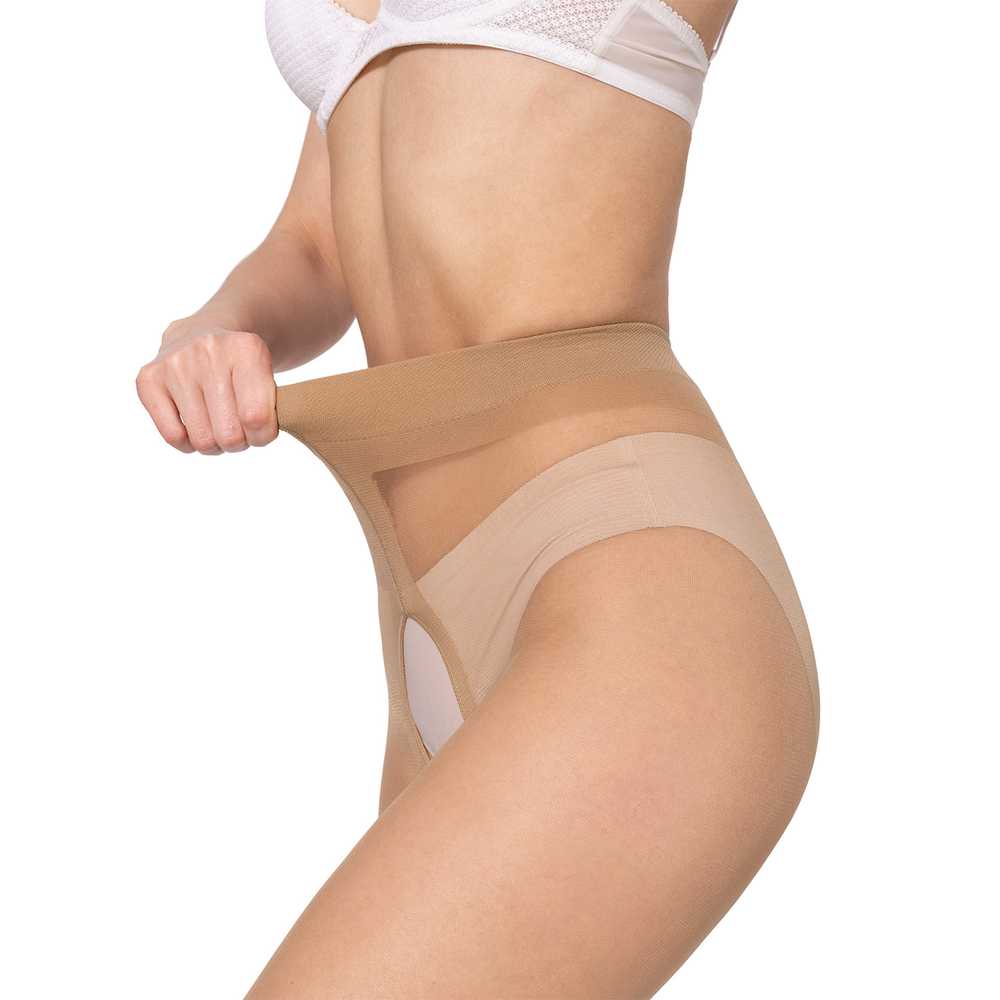 p03 Bananalu Intimo 20 Den Plus Große Öffnung Ouvert Strumpfhose